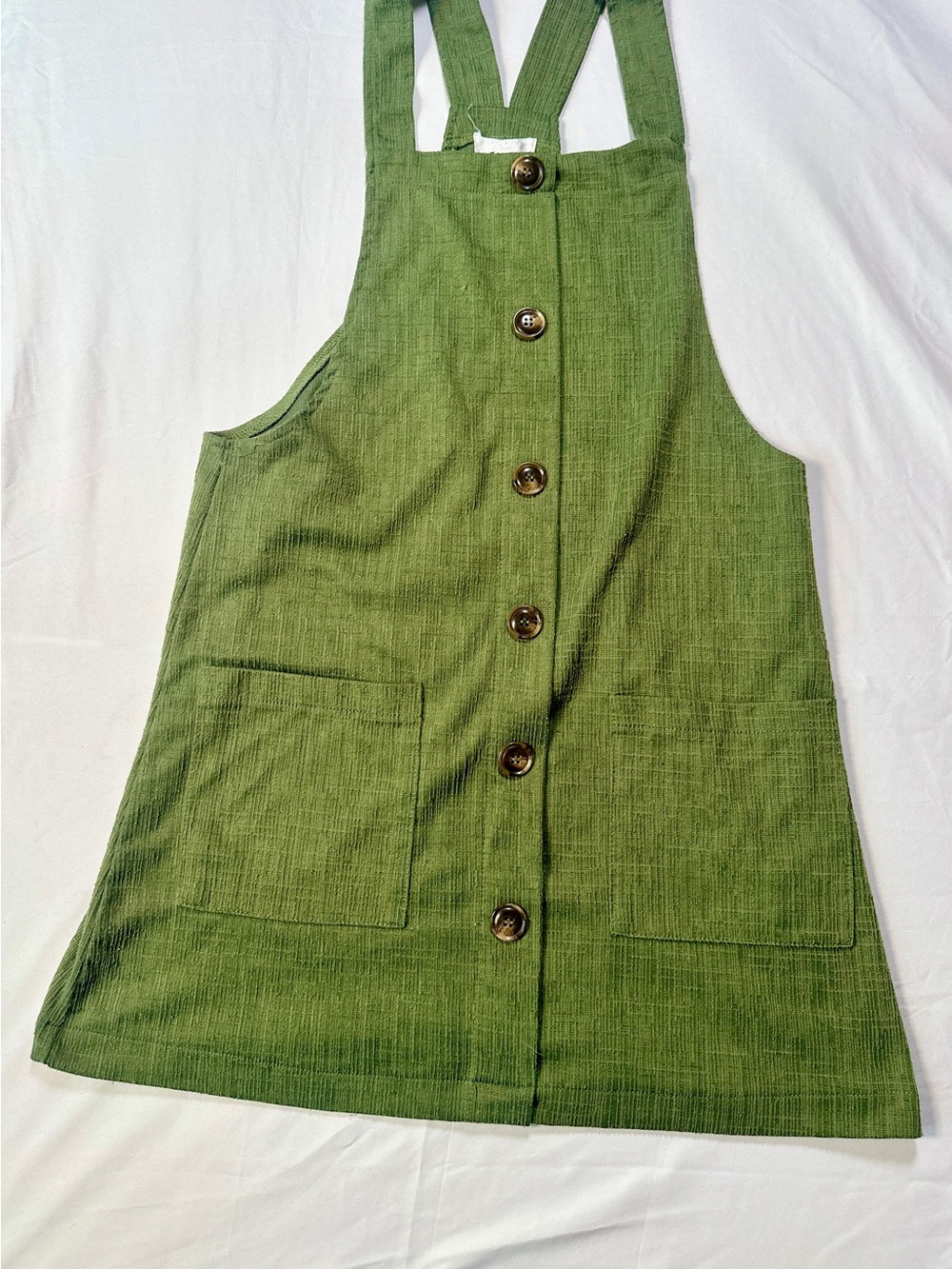 Green Button-Front Pinafore Tunic